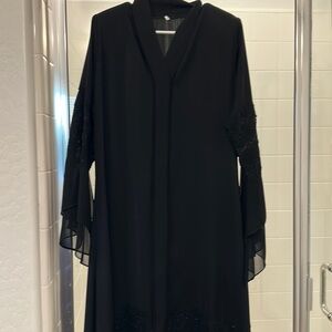 Black floral Abaya size in Arabic size fully lined